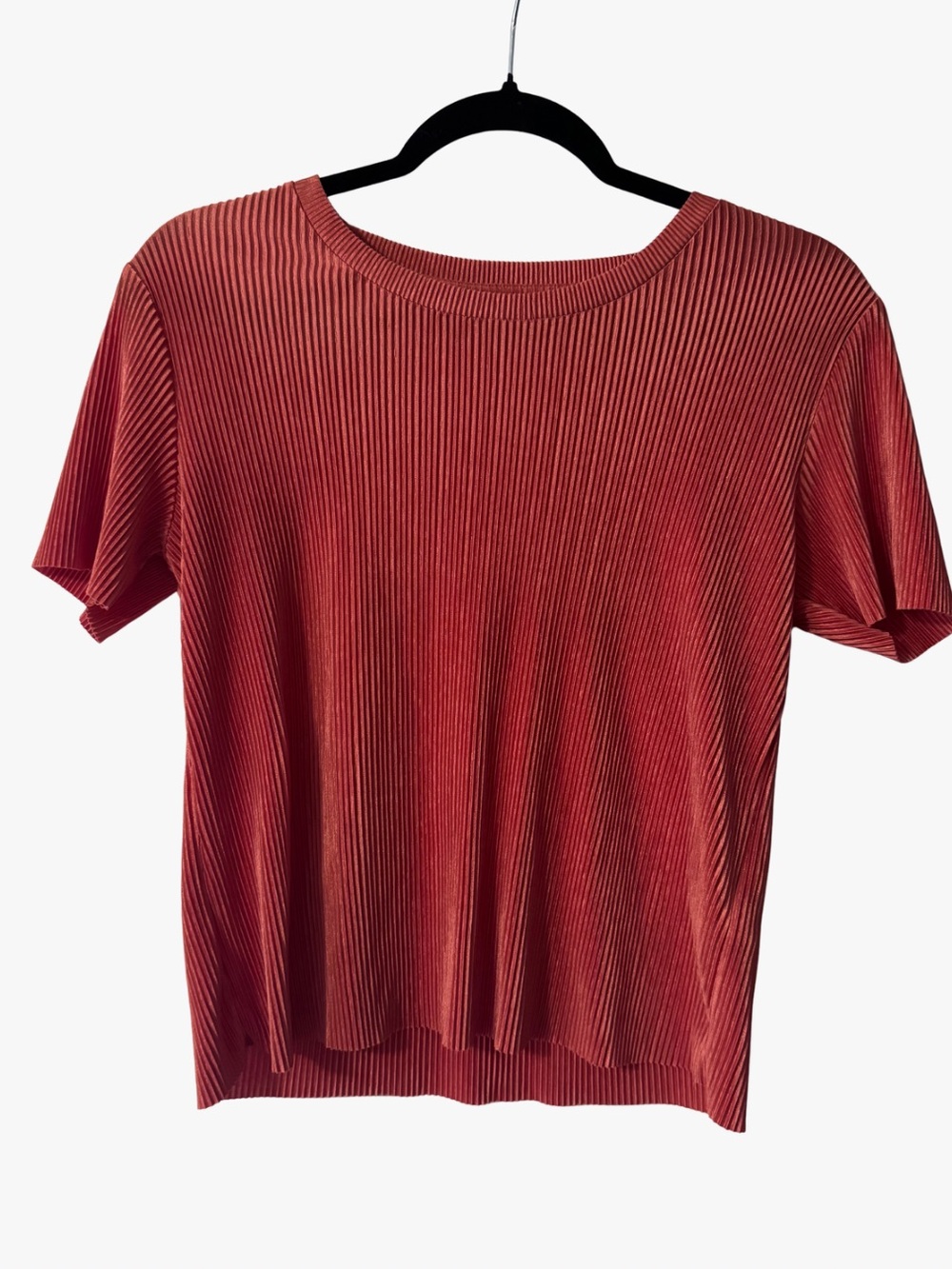 & Other Stories Ribbed Short-Sleeve Tee — Rust Red